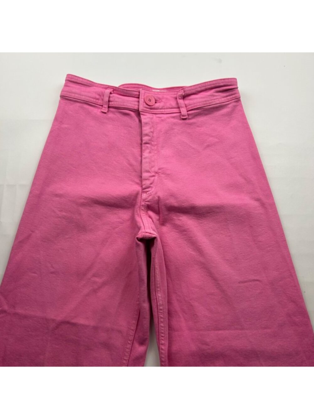 Zara Bubblegum Pink Denim High Rise Wide Leg Jeans 8 - Picture 2 of 6